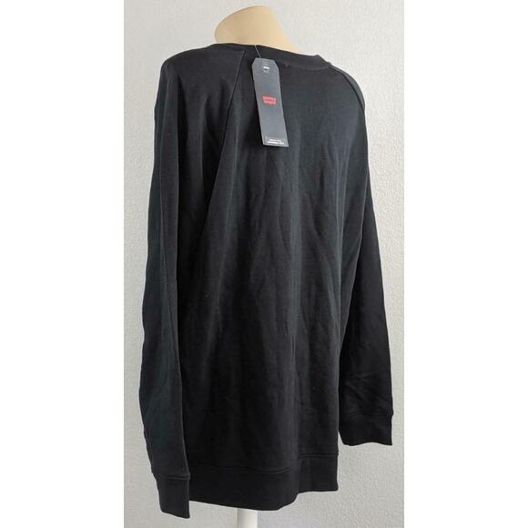 Levi's Sweatshirt Logo Black 1X Crewneck Staple Relaxed Lightweight Comfy Casual - Picture 3 of 7